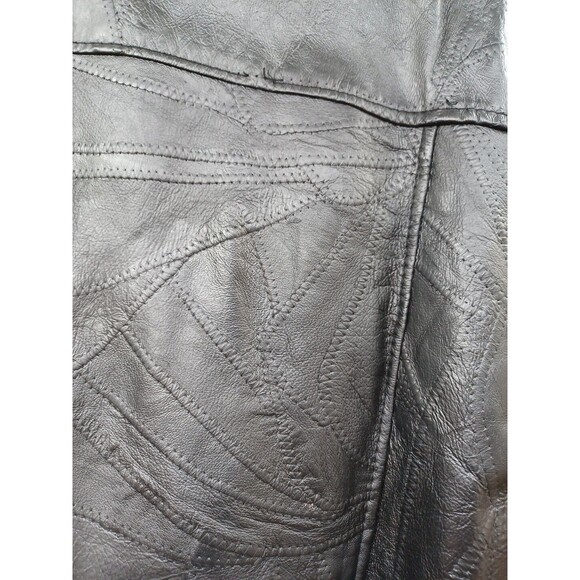 Vtg Haband Executive Collection Mens Leather Jacket Black Patch Work Sz L - Picture 7 of 11